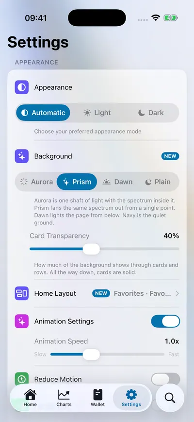 Appearance settings